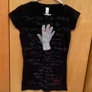 Michael Jackson Sequin Embroidered Glove Shirt - M